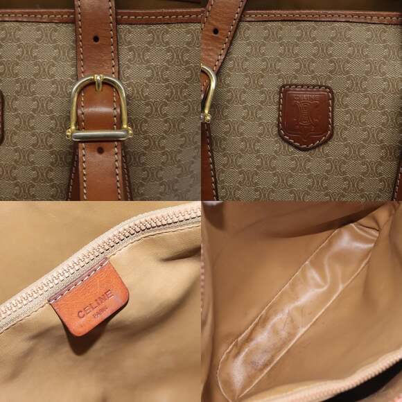 CELINE Macadam Canvas Tote Bag Pvc Beige Gold - Picture 11 of 13